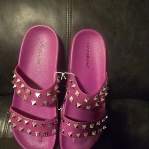 Lane Bryant Pink Studded Slides